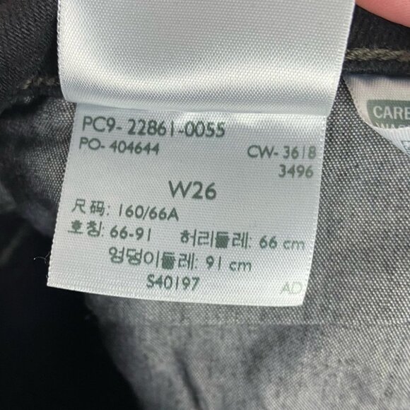 Levis Wedgie Icon Fit Black Size 26 Button Fly High Rise Raw Hem Distressed Jean - Picture 12 of 14